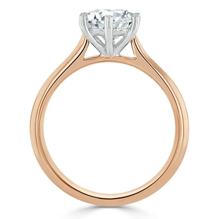 Round Cut Moissanite Engagement Ring, Classic Six Claw