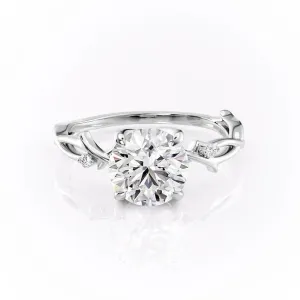Round Cut Moissanite Engagement Ring, Twig Design
