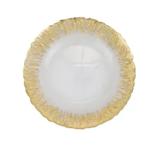 Rufolo Glass Gold Brushstroke Canape Plate