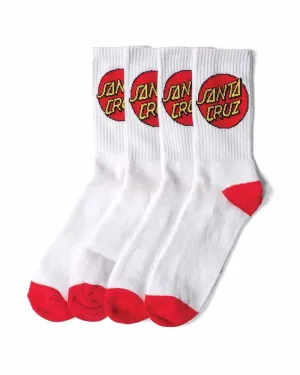 Santa Cruz - Classic Dot 4 Pack Socks White