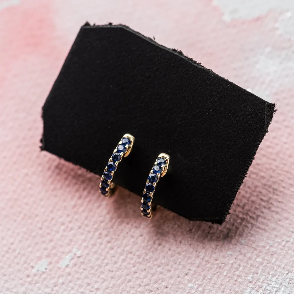 Sapphire Huggie Earrings in 14k Gold
