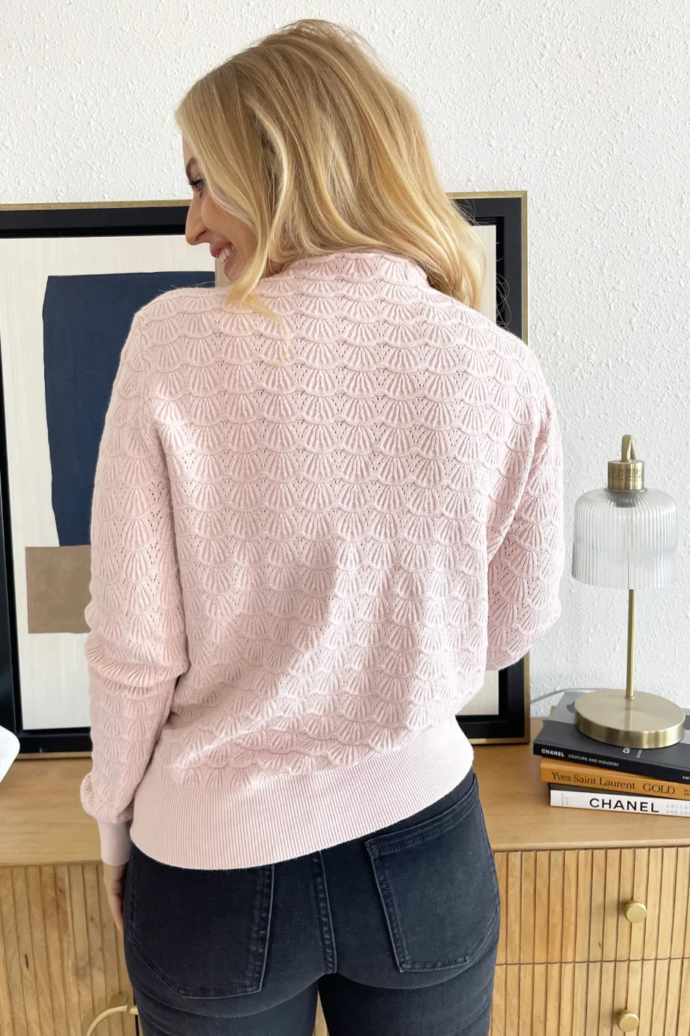 Scallop Mock Neck Sweater