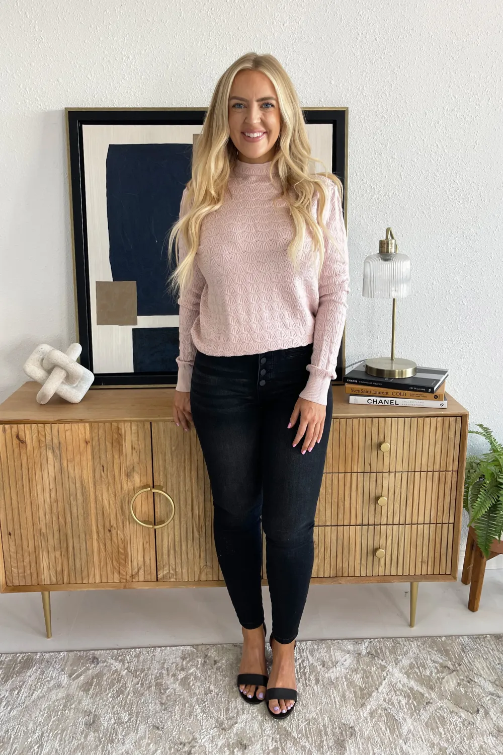 Scallop Mock Neck Sweater