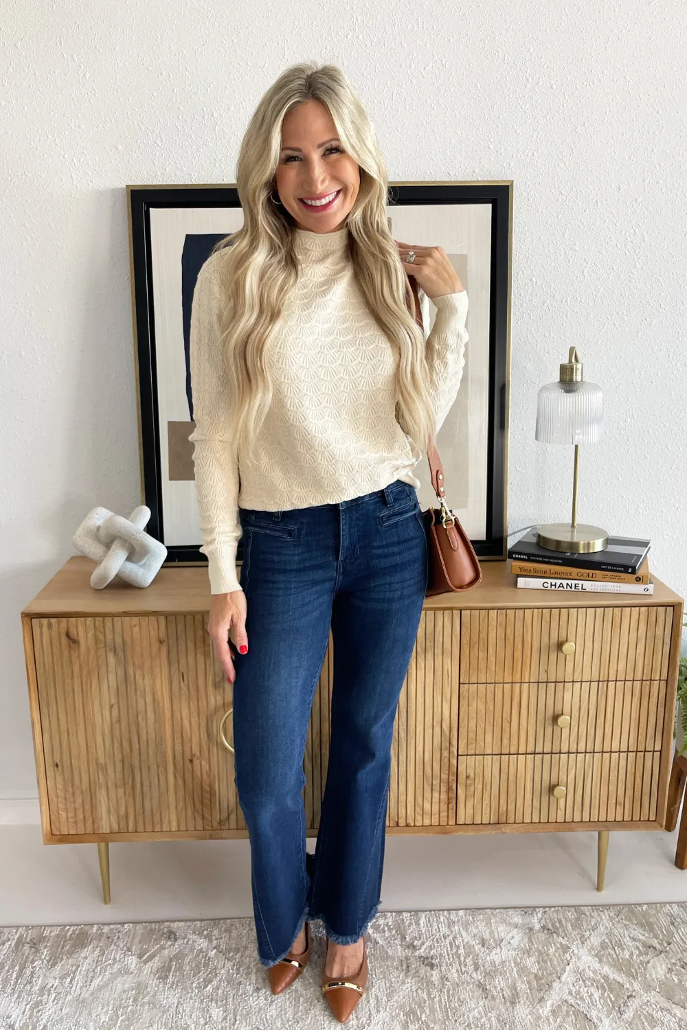 Scallop Mock Neck Sweater