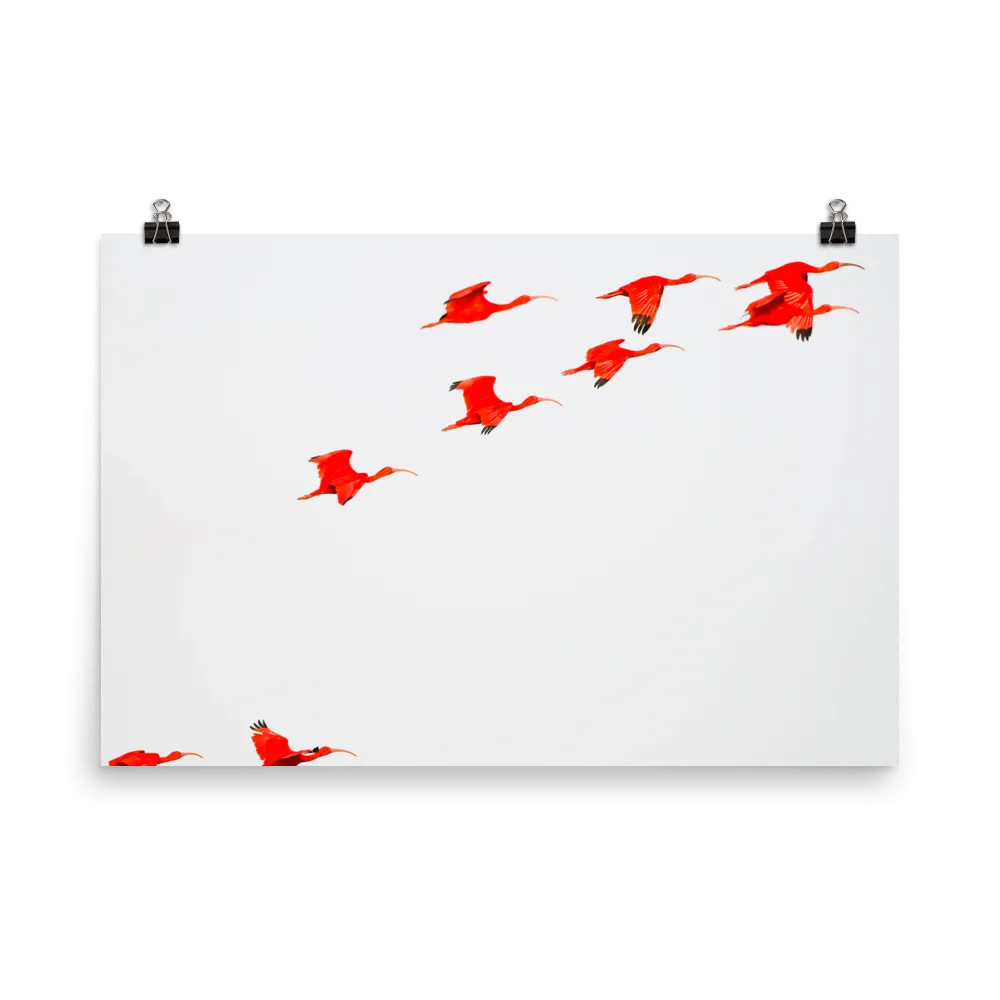 Scarlet Ibis flying in formation-print