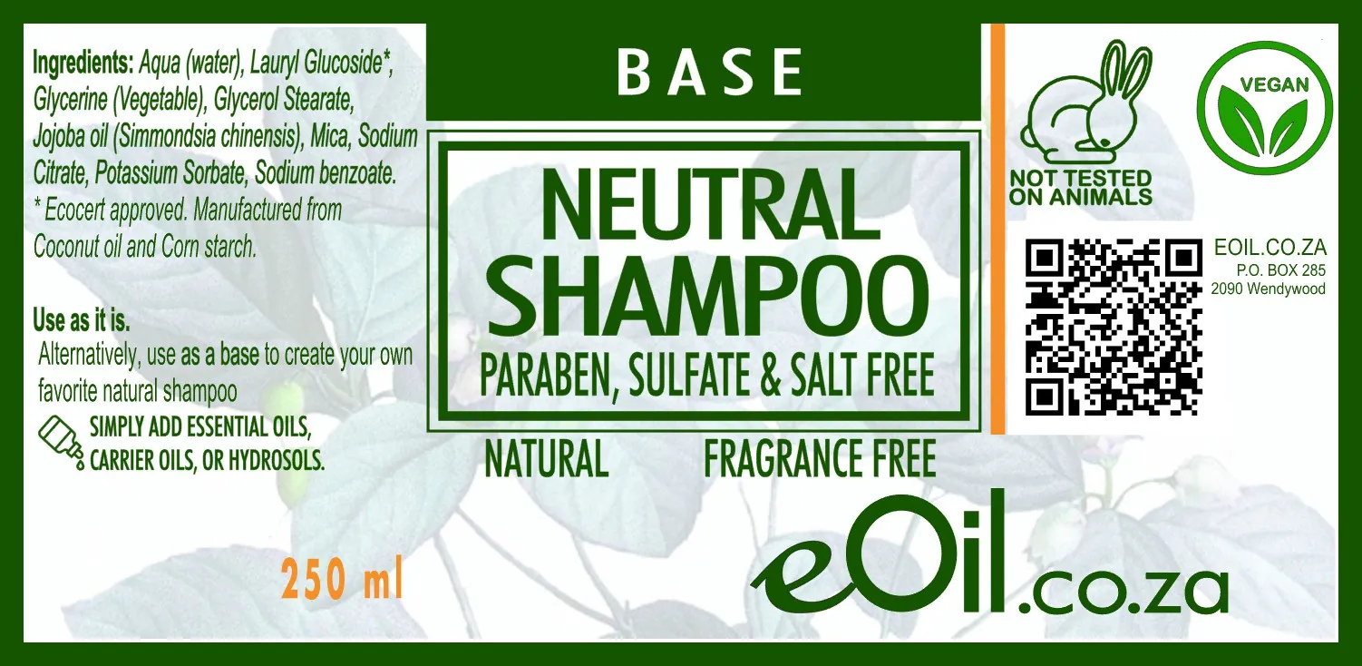 Shampoo Natural Neutral Paraben Salt & Sulphate free Base