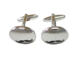 Shiny Circular Hipster Mustache Cufflinks