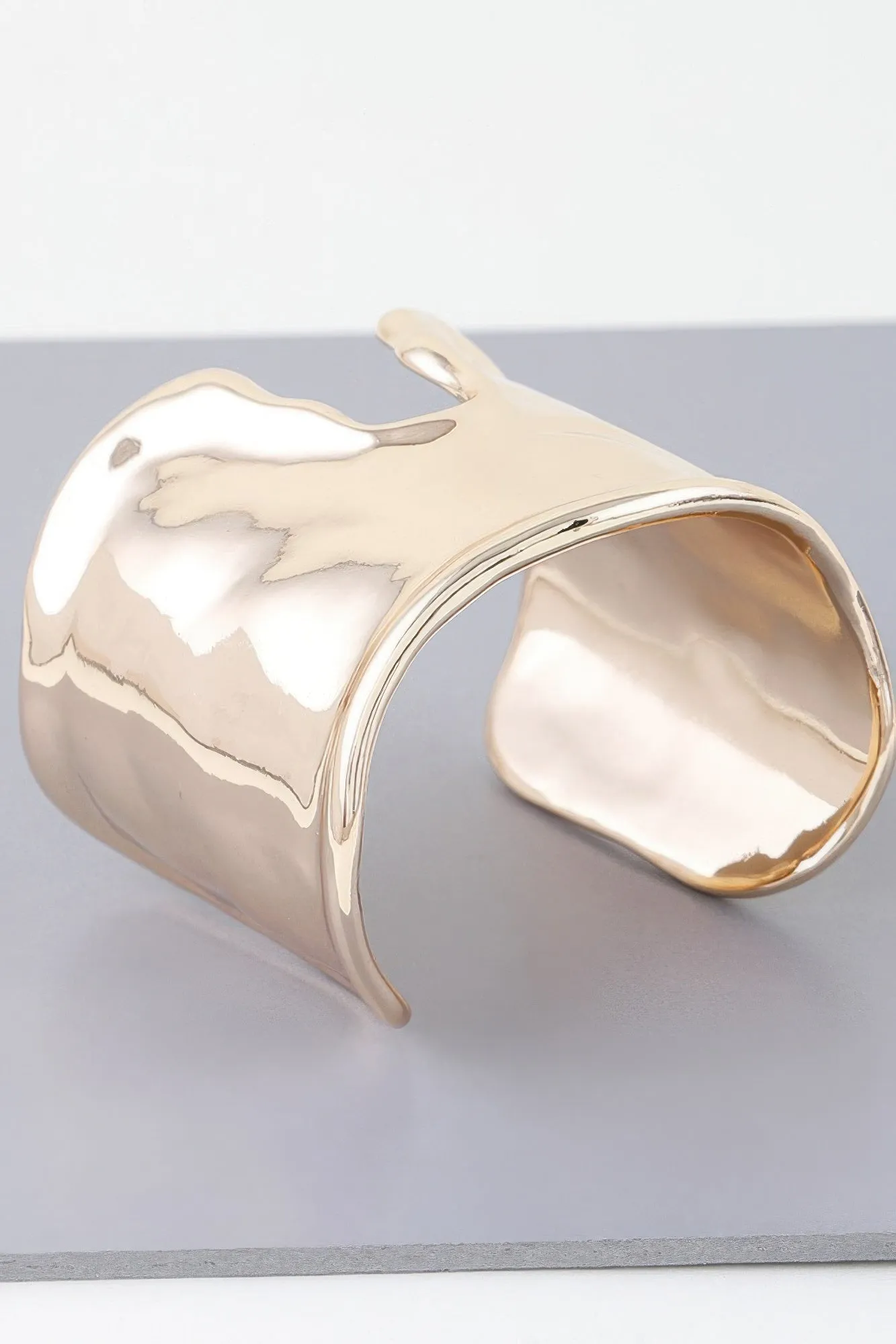 Shiny Hammered Cuff Bracelet