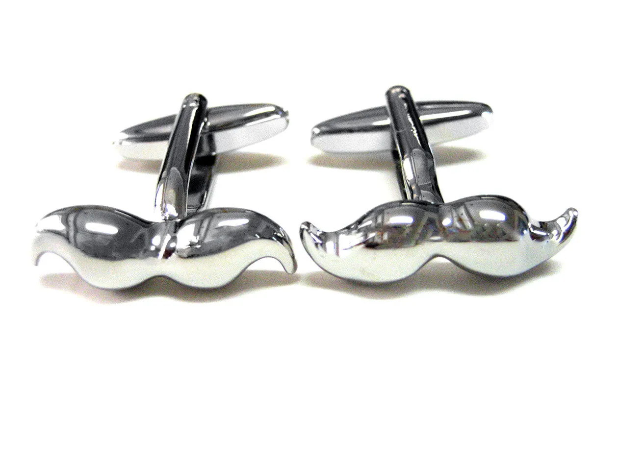 Shiny Hipster Mustache Cufflinks