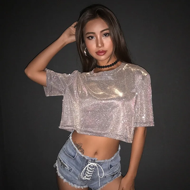 Shiny Loose Crop Top