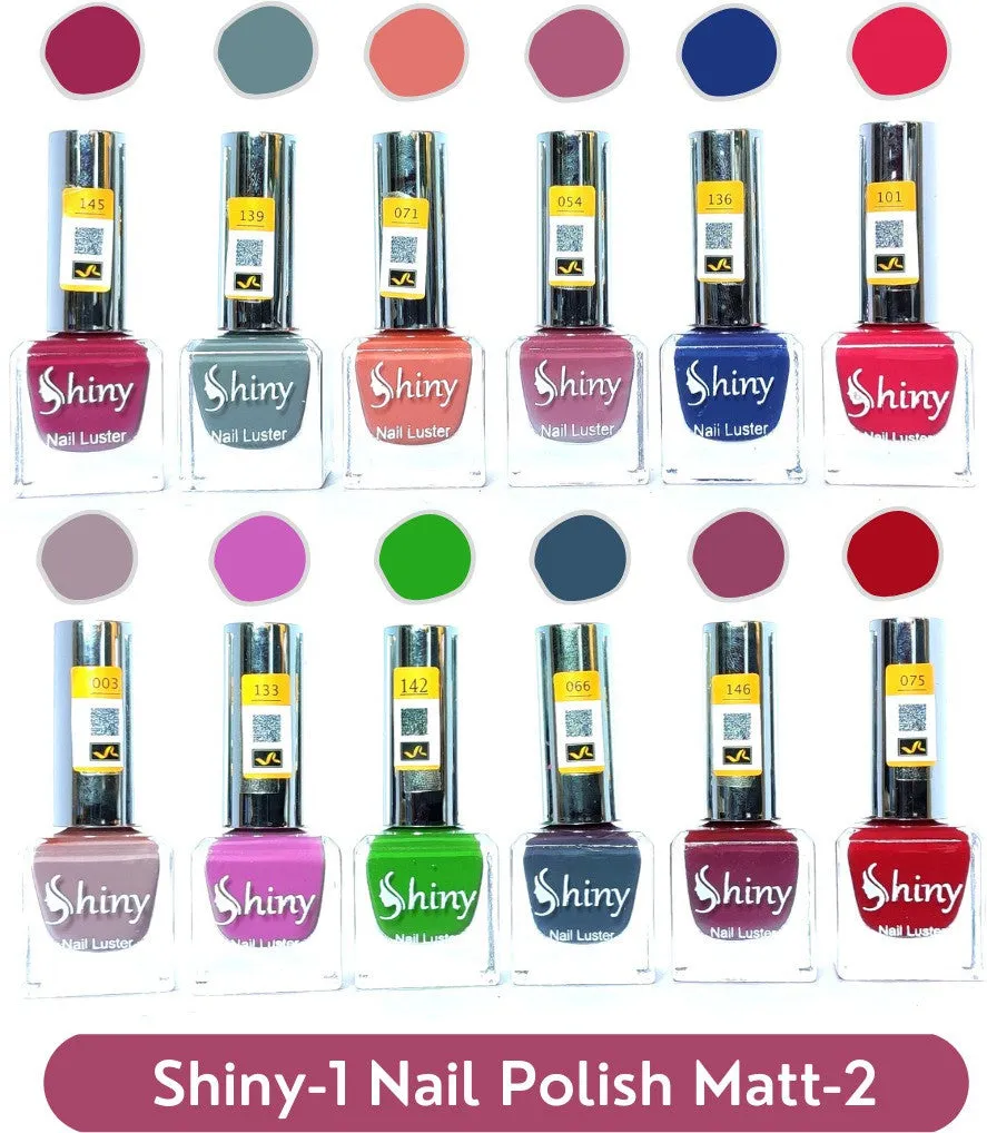 Shiny Matt- 2 Nail Polish Shiny- 1 (Pack of 12, 9.9ML Each)