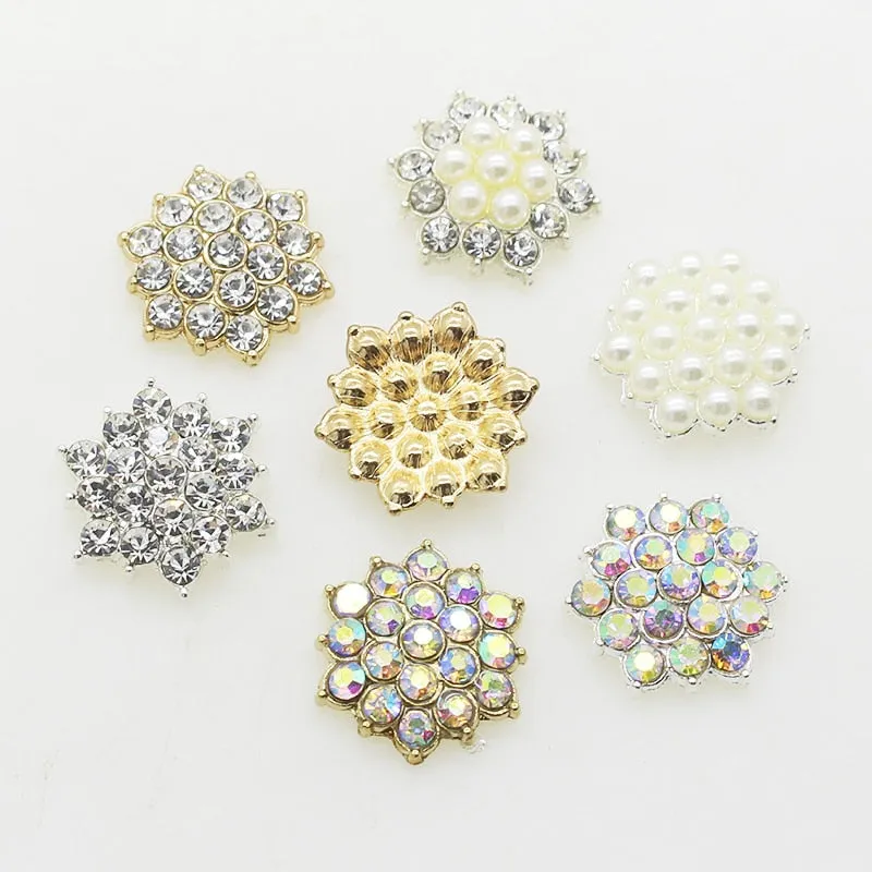Shiny Rhinestone Pearl Floral Alloy Jewelry Accessory