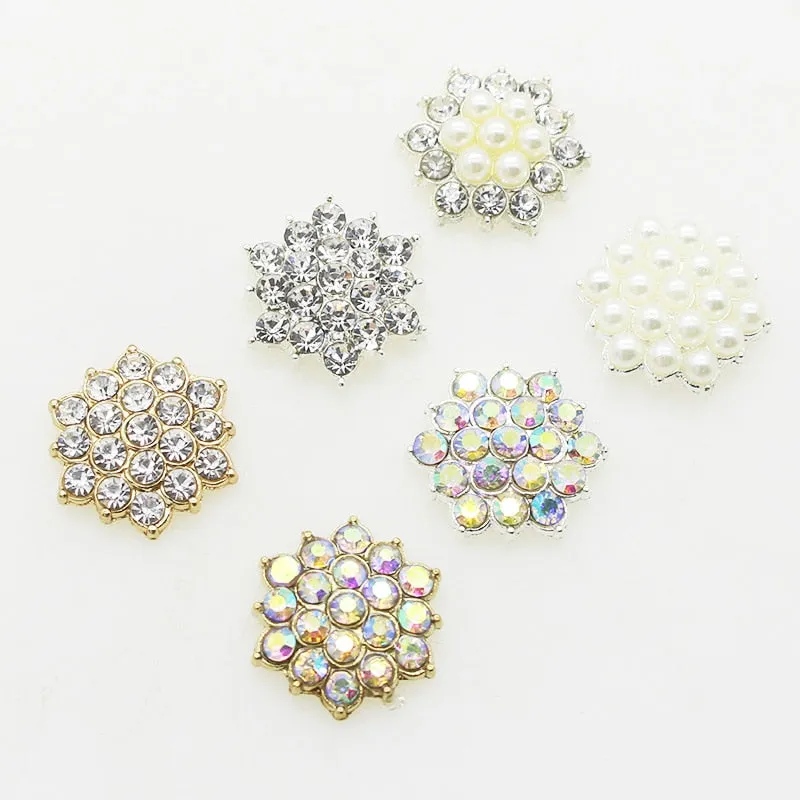 Shiny Rhinestone Pearl Floral Alloy Jewelry Accessory