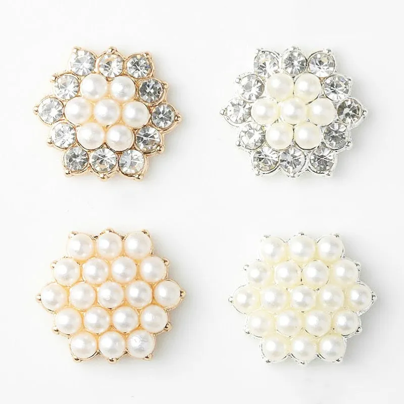 Shiny Rhinestone Pearl Floral Alloy Jewelry Accessory