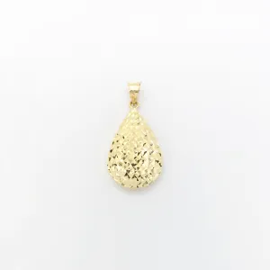 Shiny Textured Teardrop Pendant (14K)