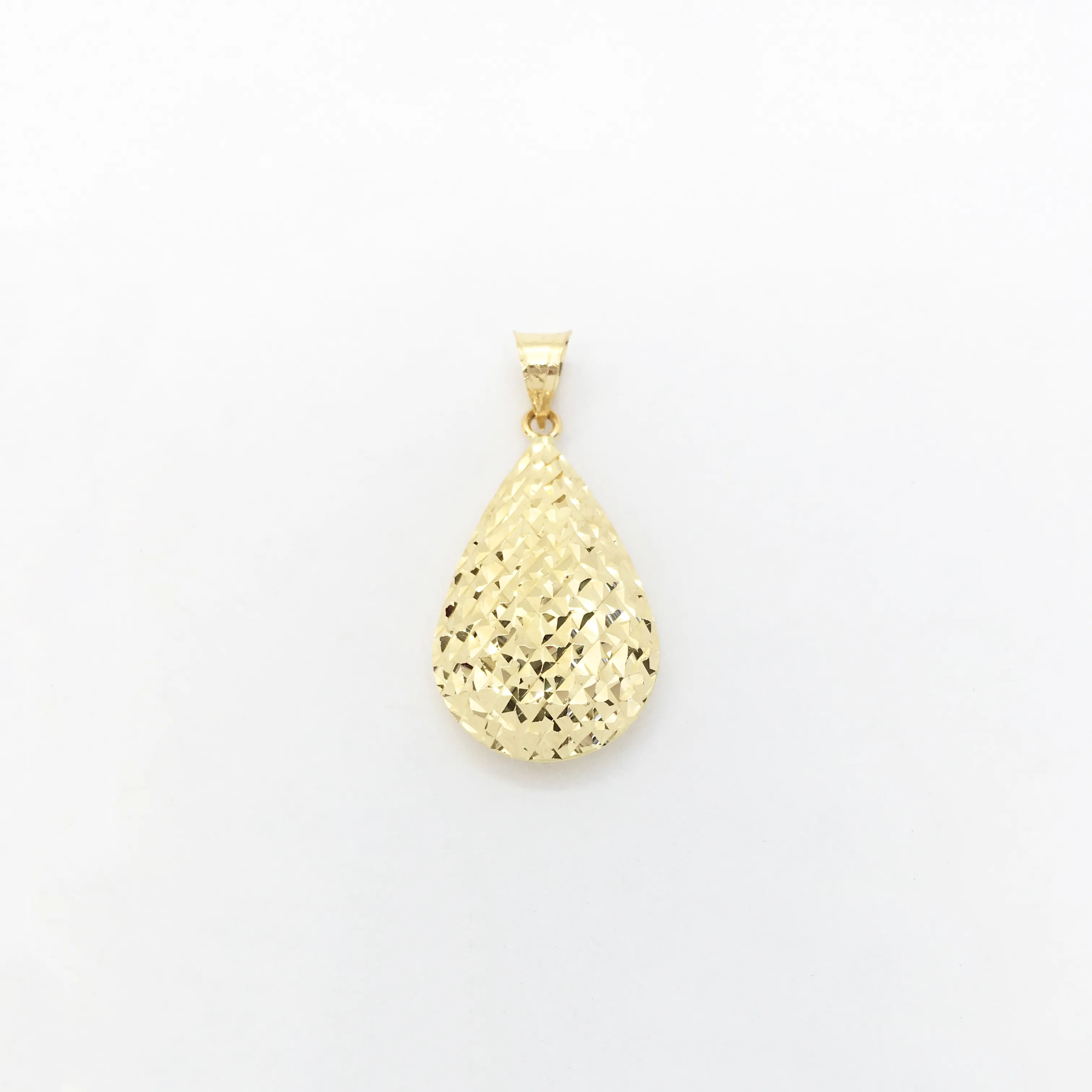 Shiny Textured Teardrop Pendant (14K)
