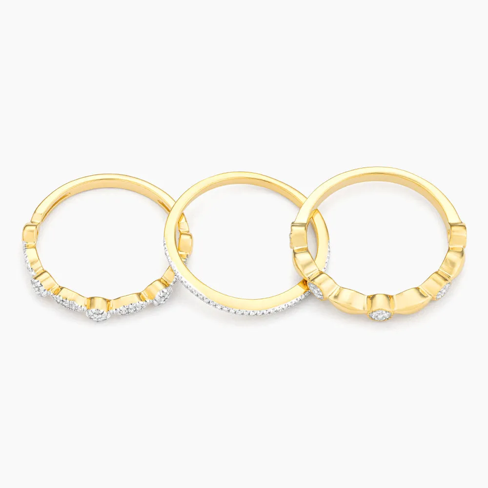 Shiny Three Stackable Ring