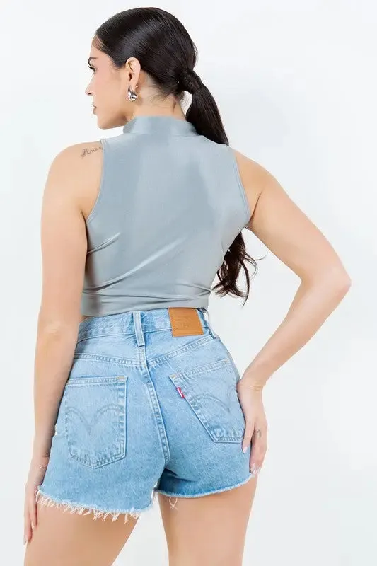 Shiny Tricot W/ Front Zipper