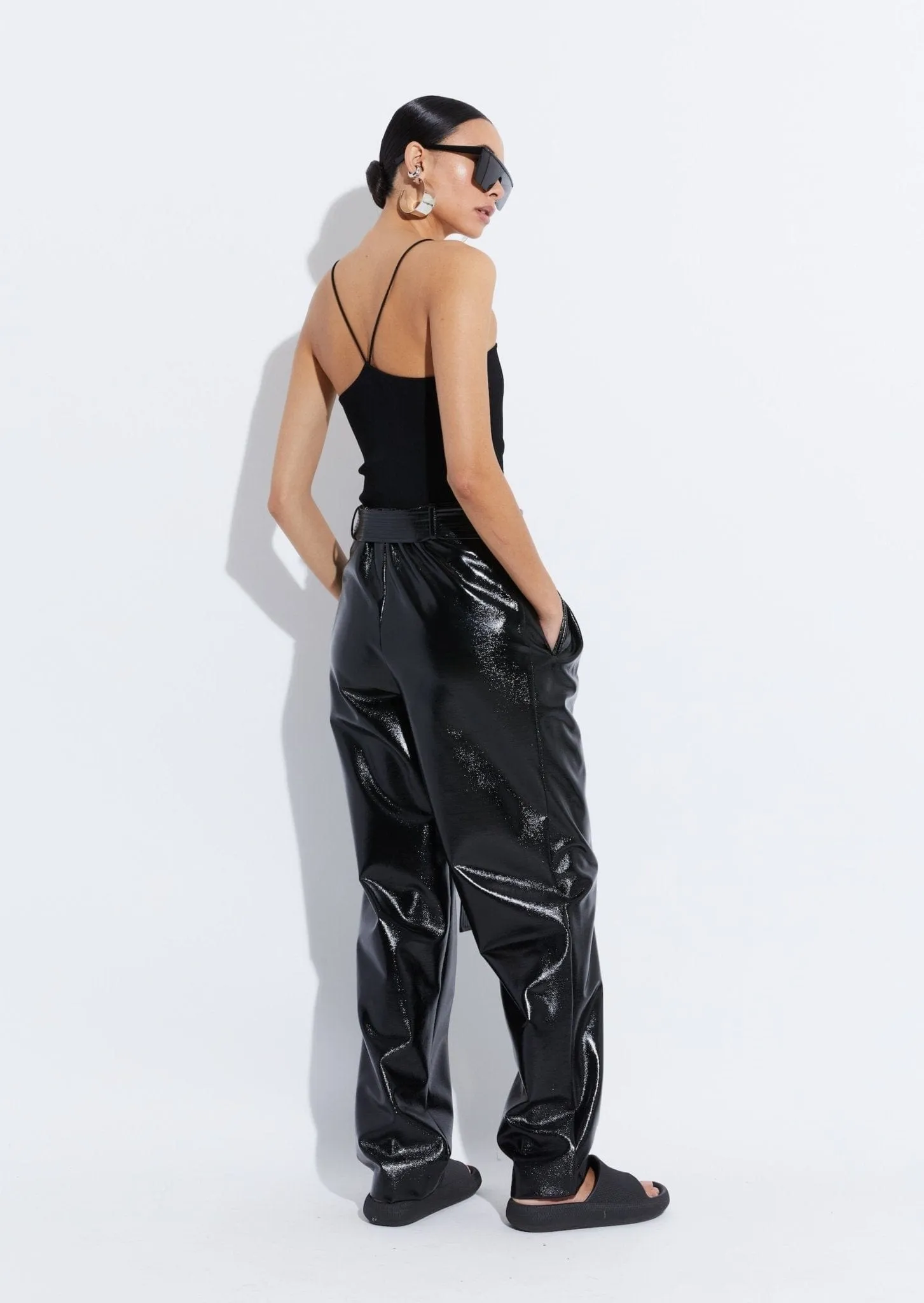 Shiny Viscose Slit Bodysuit