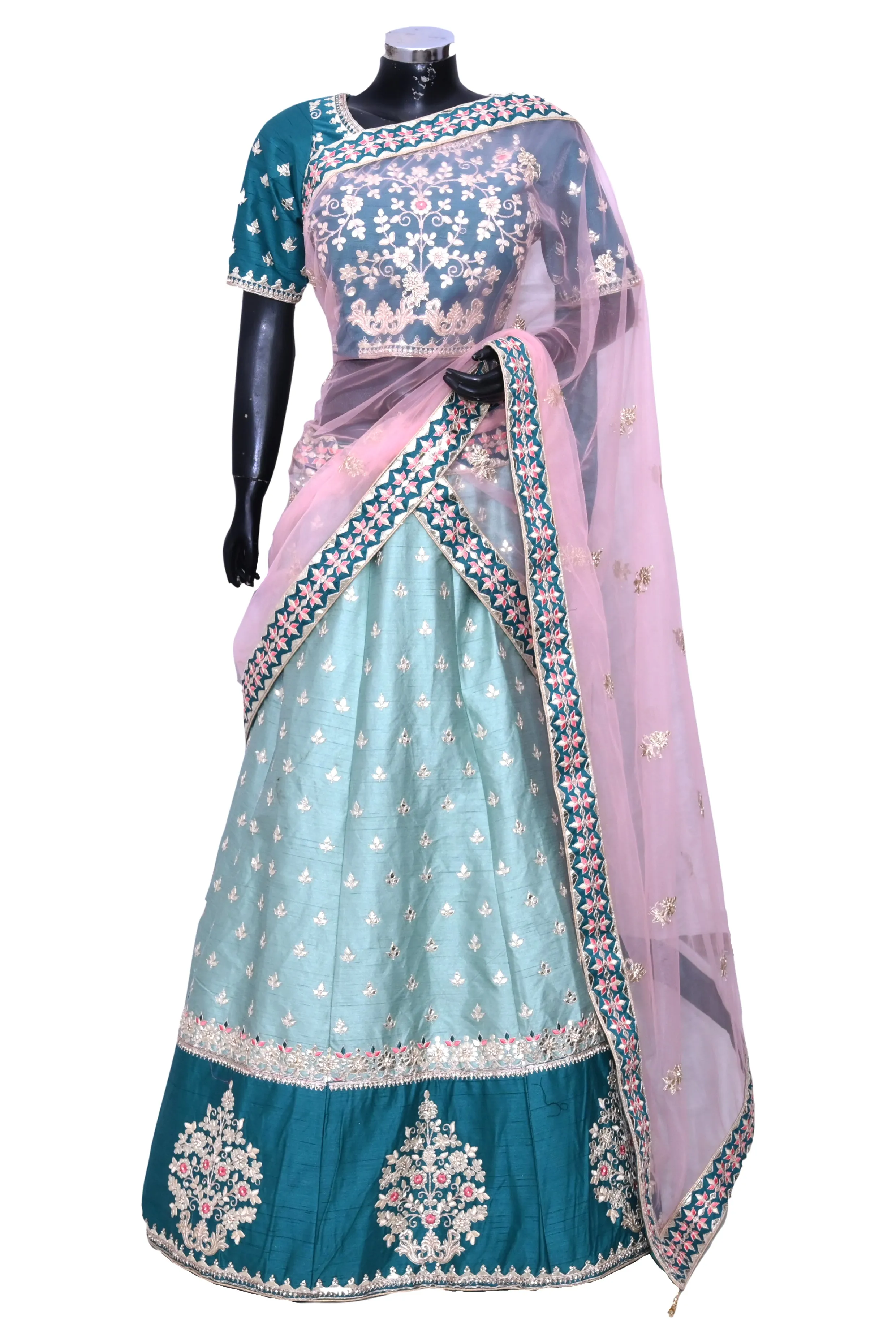 Silk embroidered lengha #fdn90749-701