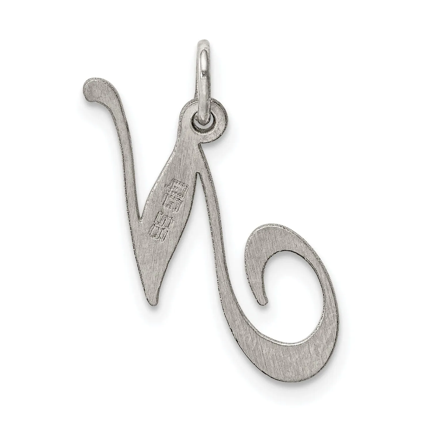 Silver Medium Fancy Script Initial N Charm