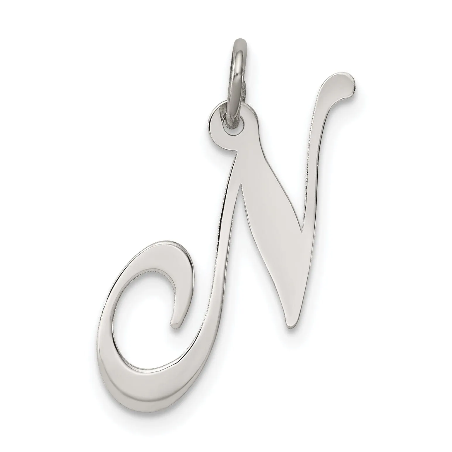 Silver Medium Fancy Script Initial N Charm