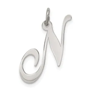 Silver Medium Fancy Script Initial N Charm
