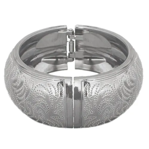 Silver Swirl Needle Point Hinged Bracelet