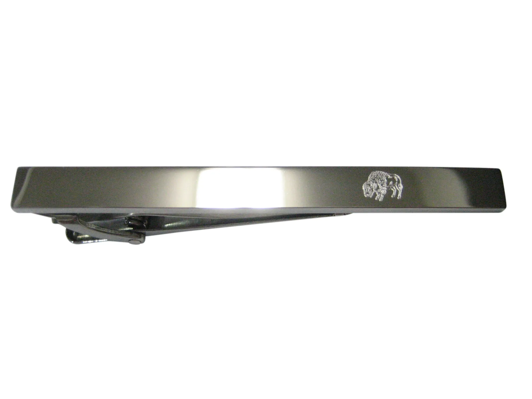 Silver Toned Etched Sleek Buffalo Tie Clip