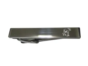 Silver Toned Etched Sleek Cow Calf Skinny Tie Clip