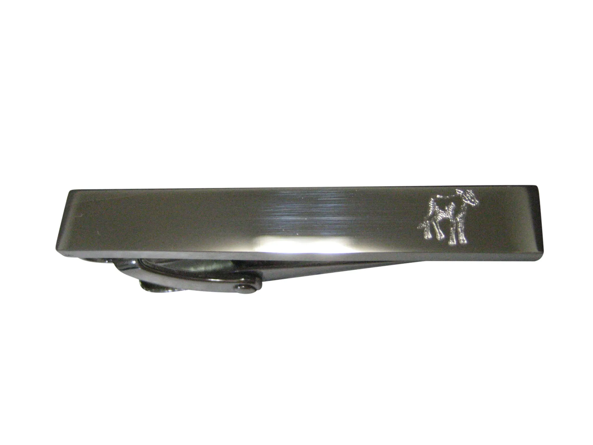 Silver Toned Etched Sleek Cow Calf Skinny Tie Clip