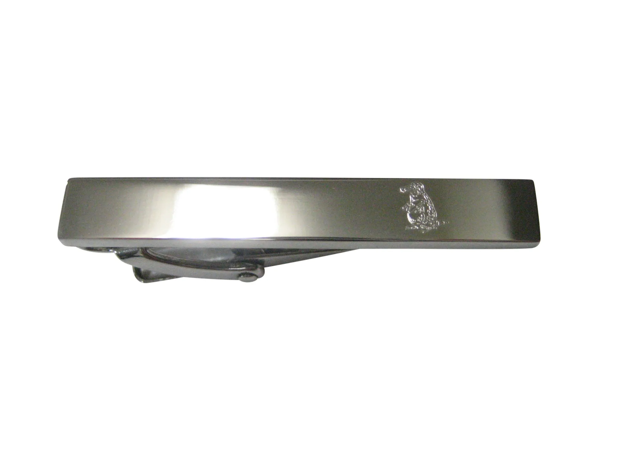 Silver Toned Etched Sleek Duck Billed Platypus Skinny Tie Clip