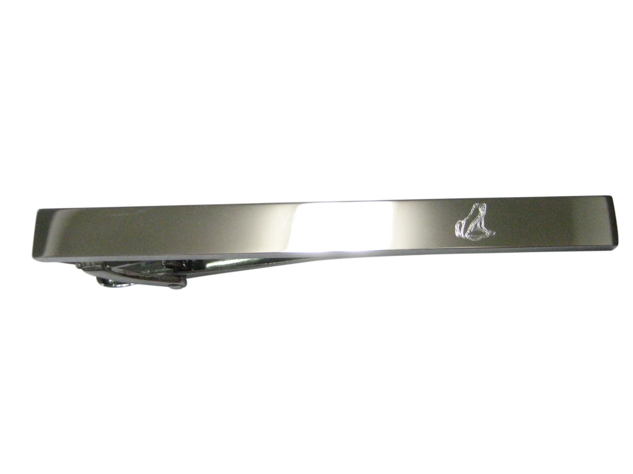 Silver Toned Etched Sleek Frog Tie Clip