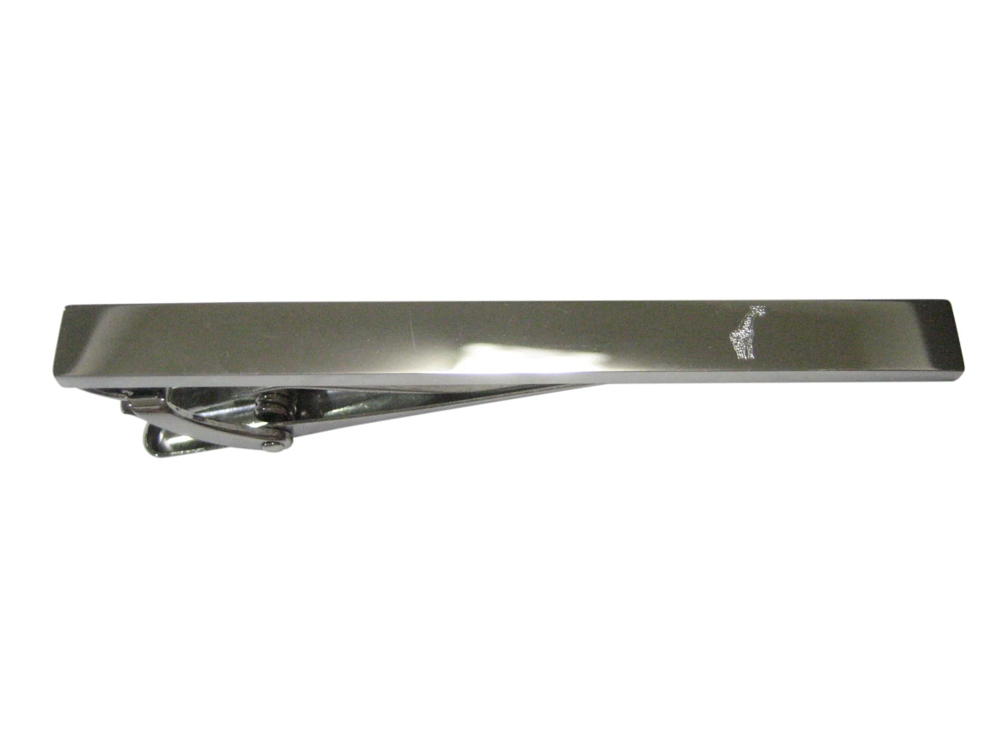 Silver Toned Etched Sleek Giraffe Tie Clip