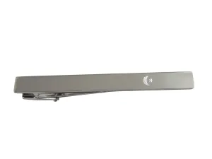 Silver Toned Etched Sleek Islam Flag Square Tie Clip