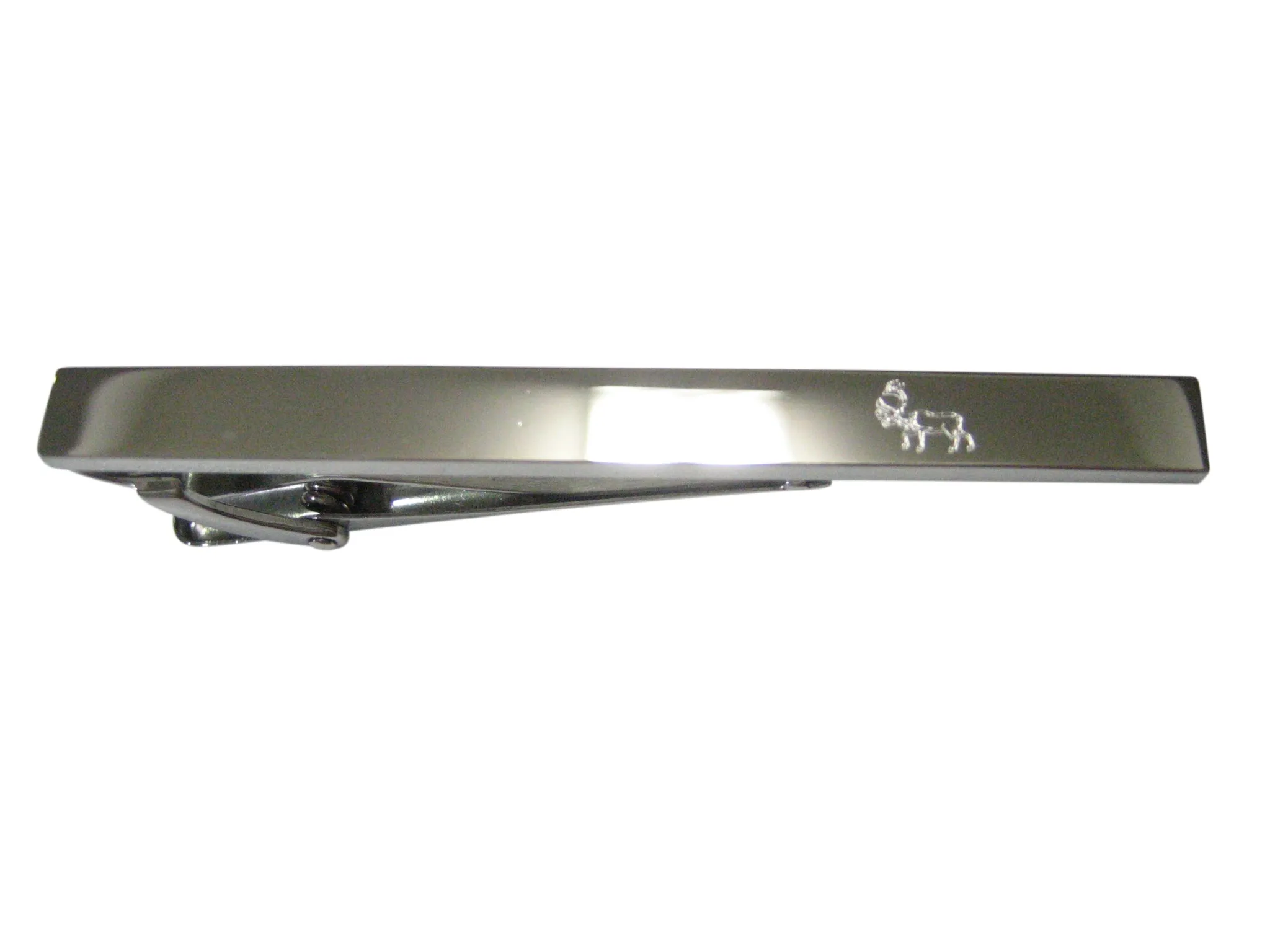 Silver Toned Etched Sleek Left Facing Moose Tie Clip