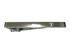 Silver Toned Etched Sleek Leonardo Da Vinci Vitruvian Man Tie Clip