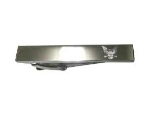 Silver Toned Etched Sleek Mighty American Eagle Design Skinny Tie Clip
