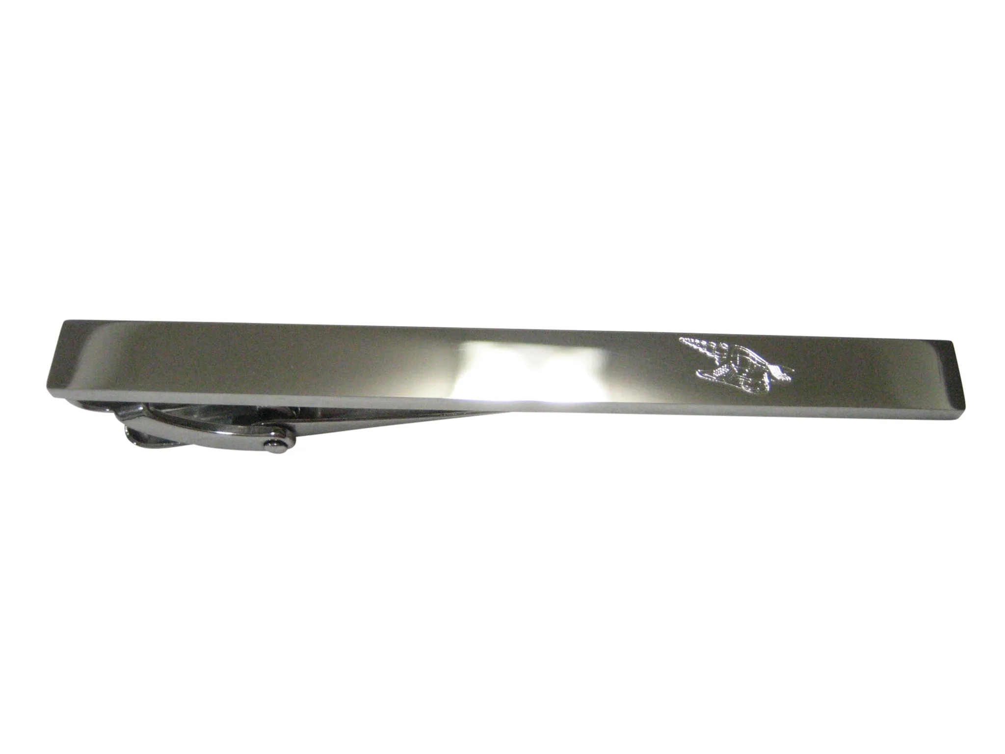 Silver Toned Etched Sleek Sea Shell Tie Clip