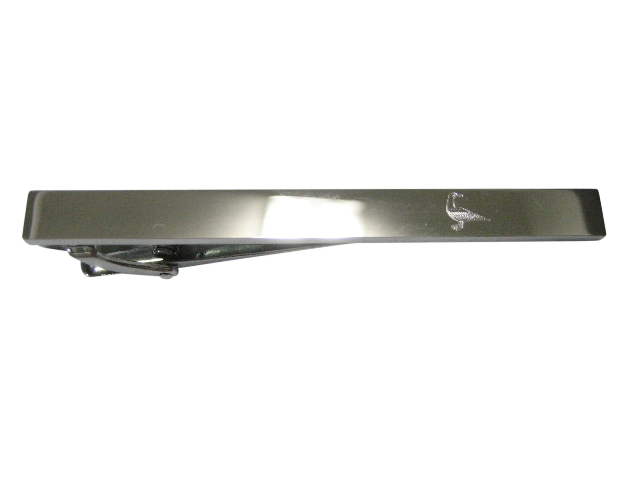 Silver Toned Etched Sleek Seagull Bird Tie Clip