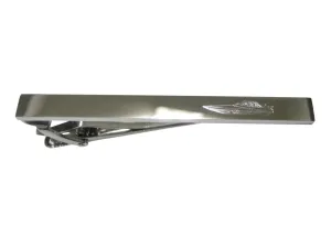 Silver Toned Etched Sleek Speed Boat Tie Clip