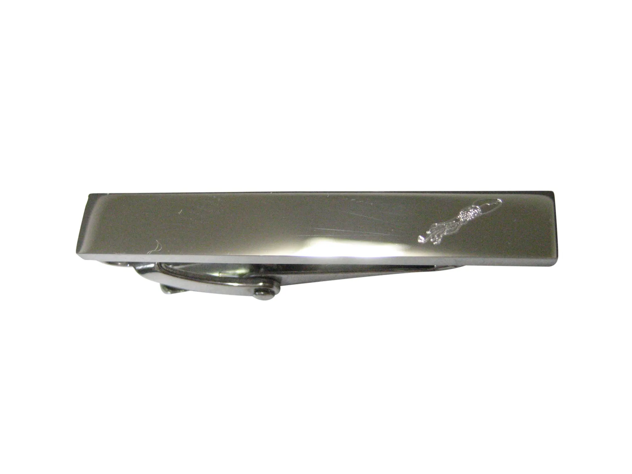 Silver Toned Etched Sleek Swimming Octopus Skinny Tie Clip