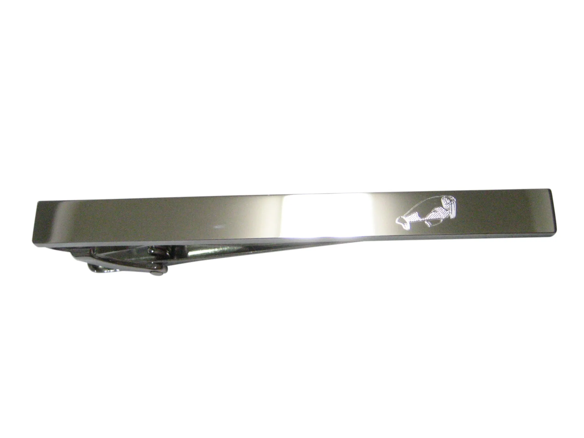 Silver Toned Etched Sleek Walrus Tie Clip