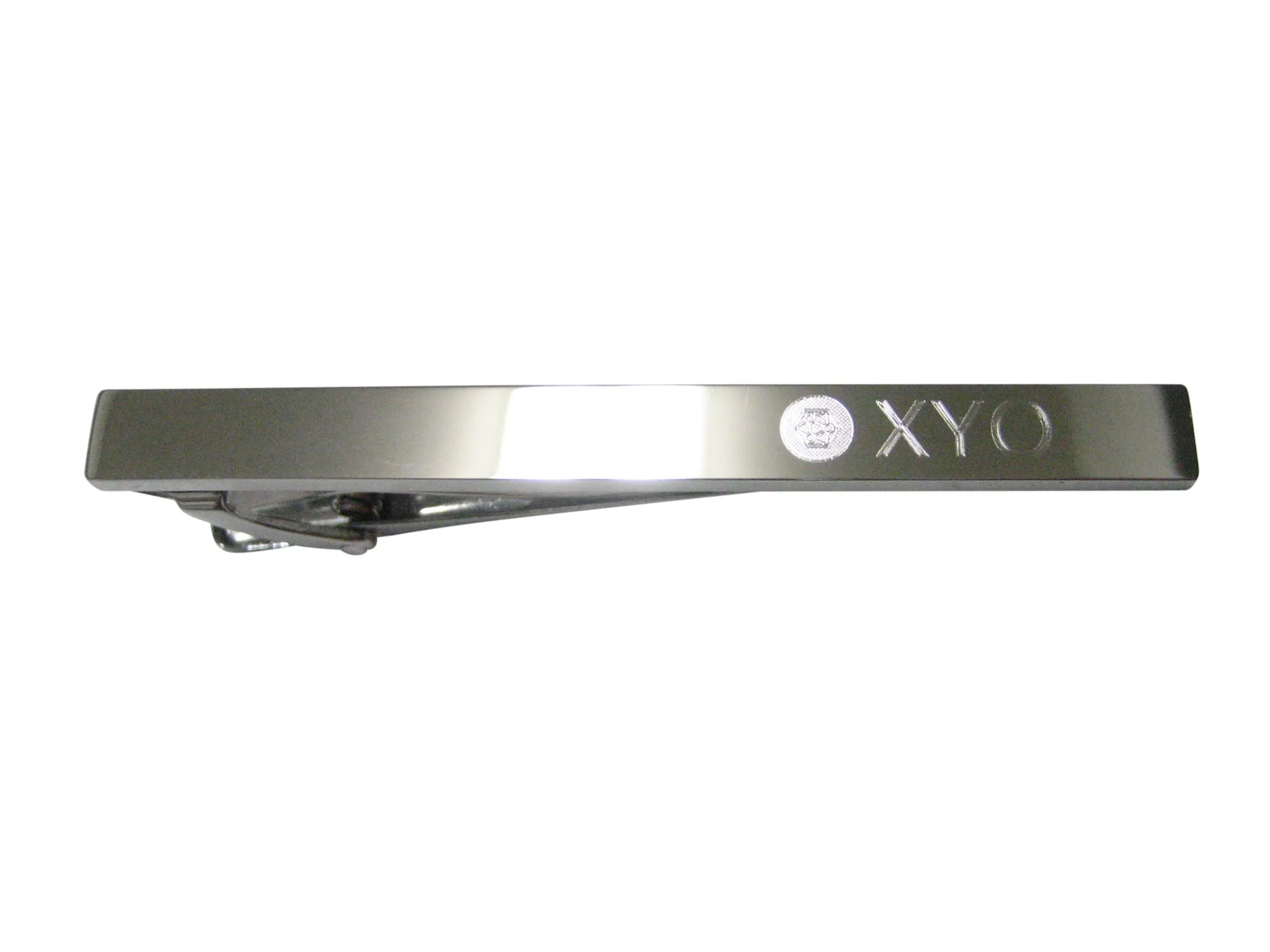 Silver Toned Etched Sleek XYO Coin Cryptocurrency Blockchain Tie Clip