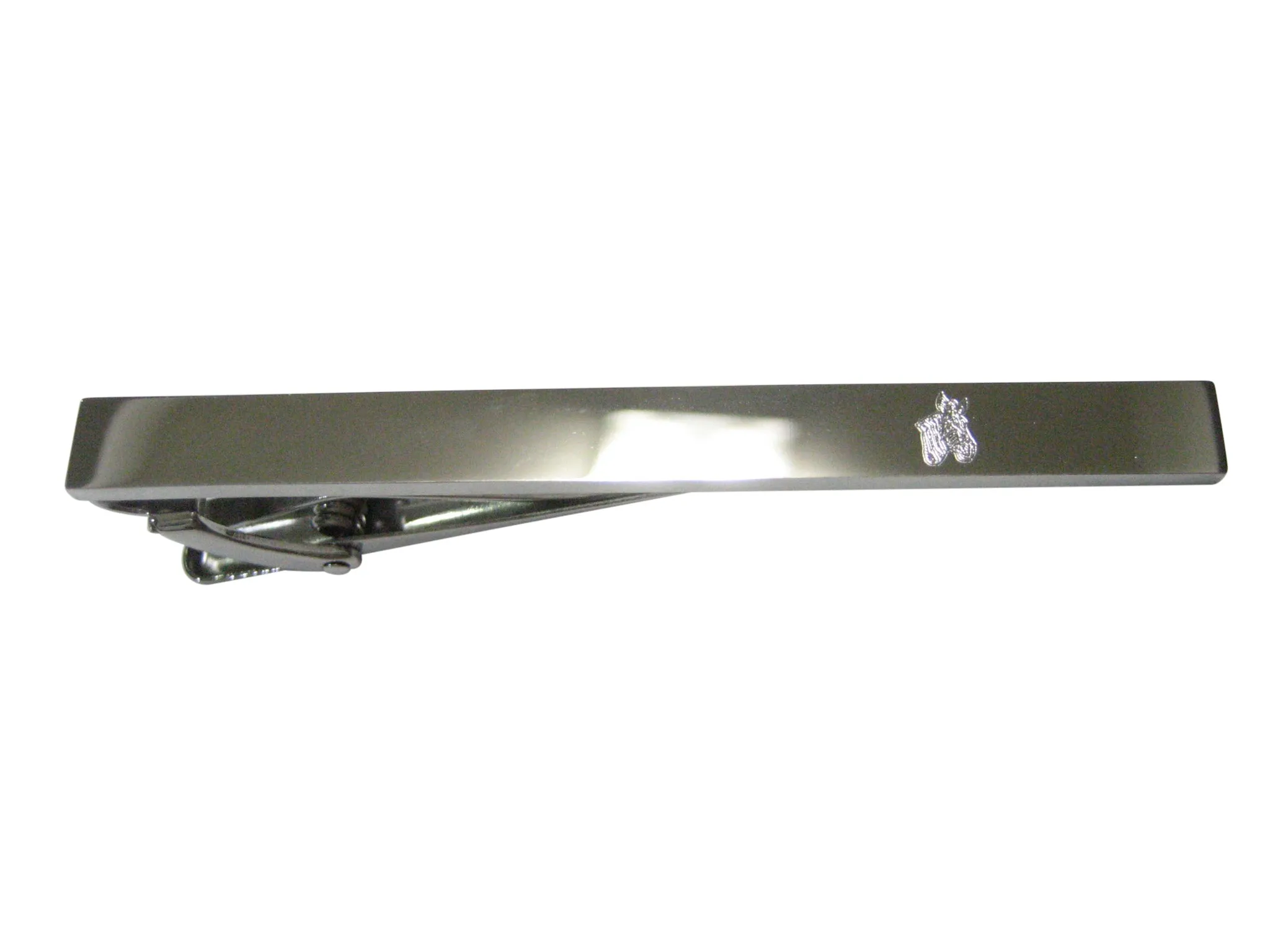 Silver Toned Etched Sleek Zebra Head Tie Clip