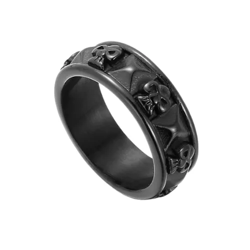 Skull Row Band Ring