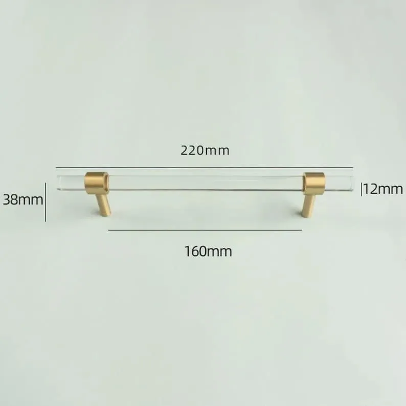 Sleek Acrylic Cabinet Drawer Pull with Brass Handle