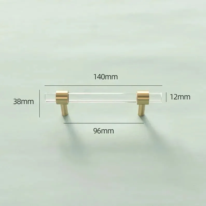 Sleek Acrylic Cabinet Drawer Pull with Brass Handle