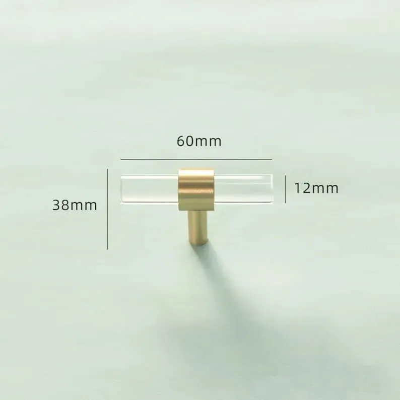 Sleek Acrylic Cabinet Drawer Pull with Brass Handle