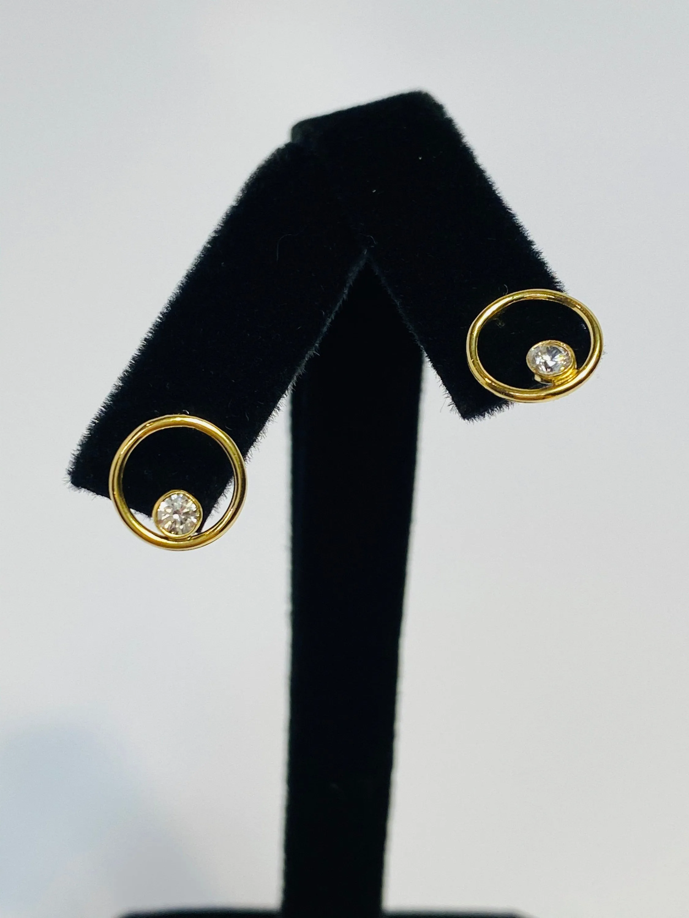 Sleek and Fashionable Round Wire Post with gemstones (14KGF)14k Gold Filled Earrings sku #400C10BPM4
